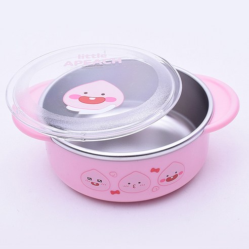 릴팡 리틀프렌즈 안전핸들 논슬립 뚜껑 스텐 대접, 리틀 어피치, 1개