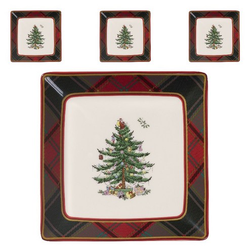 크리스마스의 설렘을 담은 스포드 크리스마스 트리 타탄 사각 접시로 특별한 식탁을 완성하세요.