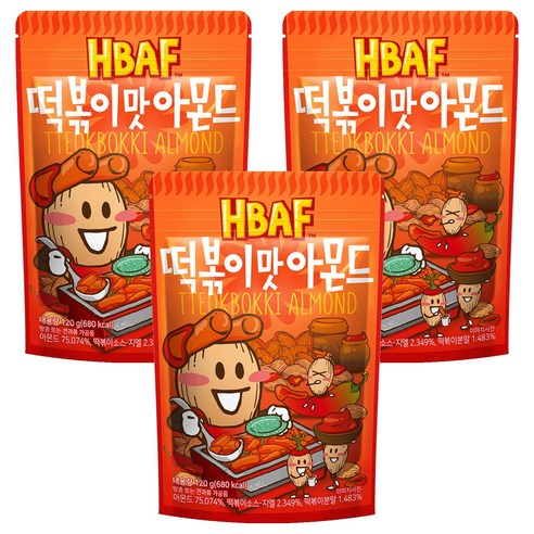 바프 떡볶이맛 아몬드, 120g, 3개