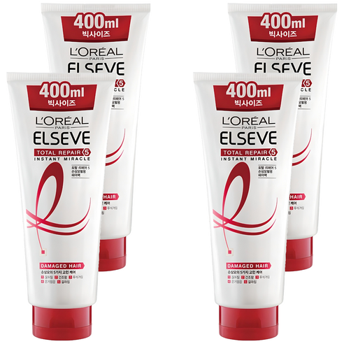 로레알파리 엘세브 토탈 리페어5 인스턴트 미라클 헤어팩, 400ml, 4개