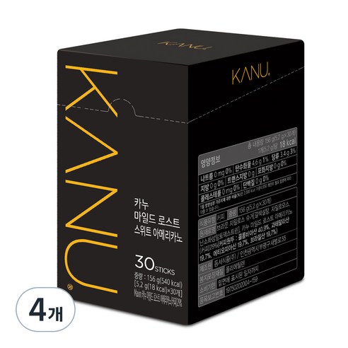 맥심 카누 콜롬비아 블렌드 마일드 로스트 스위트 아메리카노, 5.2g, 30개입, 4개