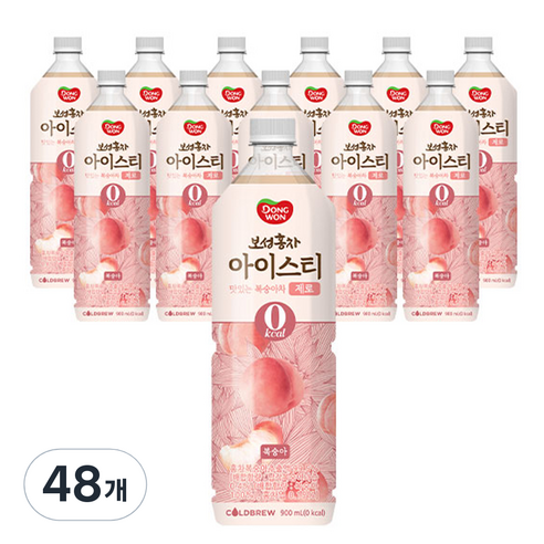 동원보성홍차 아이스티 제로 복숭아차, 900ml, 48개