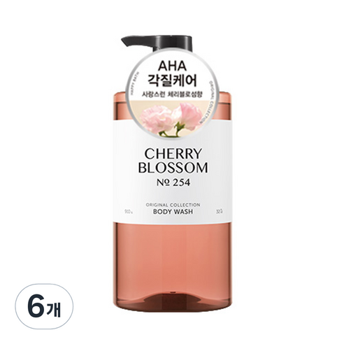 해피바스 오리지널 컬렉션 바디워시 체리블로섬향, 910g, 6개