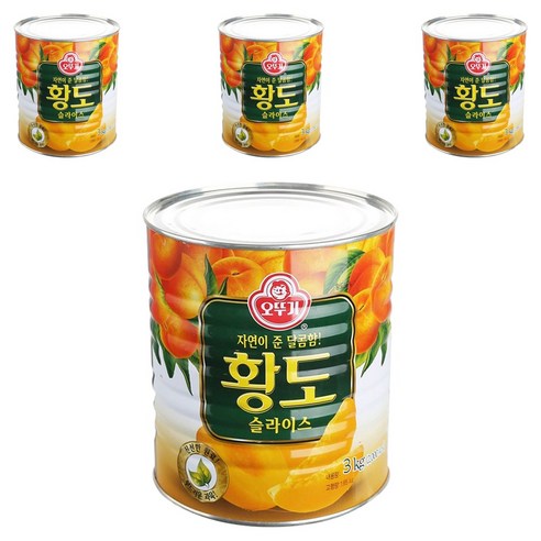 오뚜기 황도 슬라이스 통조림, 3kg, 4개