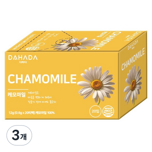 다하다 캐모마일 차, 3개, 20개입, 0.6g
