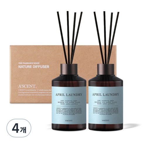 에이센트 실속형 디퓨저, 에이프릴런더리, 200ml, 4개