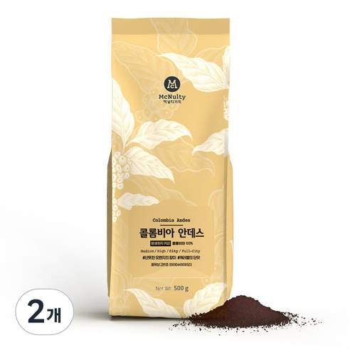 맥널티커피 콜롬비아 안데스 분쇄 원두 커피, 2개, 500g