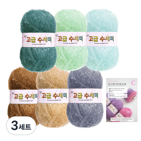 yarna 고급 호빵 수세미 실 고흐 80g x 6p + 도안 C타입 세트, 3세트, 3 자화상