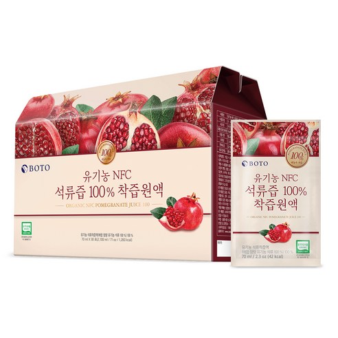 보뚜 유기농 NFC 석류즙 100% 착즙원액, 70ml, 30개