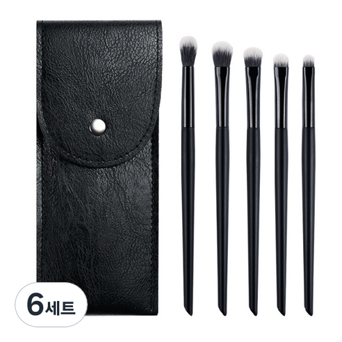 디에스 휴대용 파스텔 파우치 브러쉬 5종 세트, 블랙, 6세트