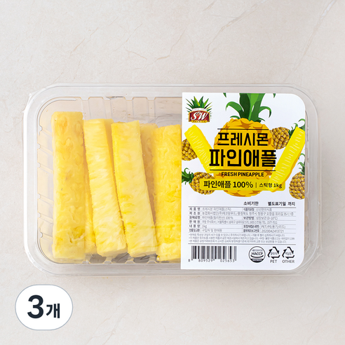 프레시몬 컷팅 파인애플 스틱, 1kg, 3개 1kg, 3개 섬네일