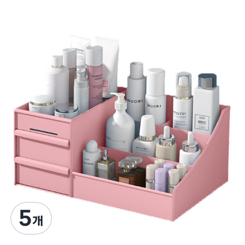 그뤠잇라이프 다용도 화장품 정리함 핑크, 5개