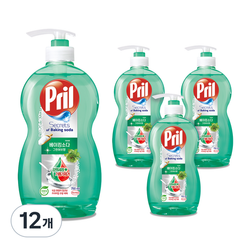 프릴 시크릿 오브 베이킹소다 주방세제 그린허브향, 750ml, 12개