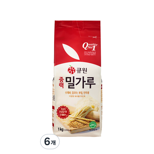 큐원 중력 밀가루, 1kg, 6개
