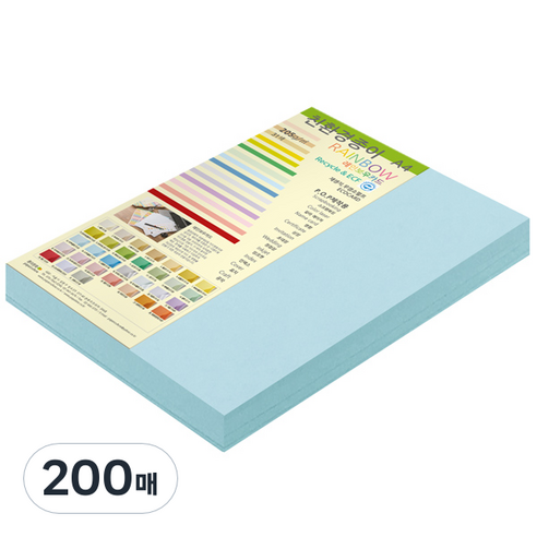 종이문화 두꺼운양면 카드지 레인보우카드 No.16 스카이블루, A4, 200매