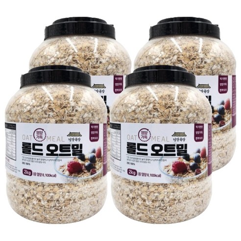 건강곡간 영양가득 롤드오트밀 통, 2kg, 4개
