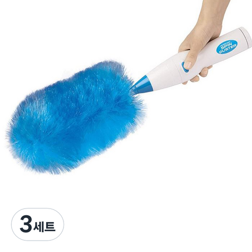 포시즌 스핀더스터 전자동 롱먼지떨이 + 건전지 4p, 화이트블루, 3세트