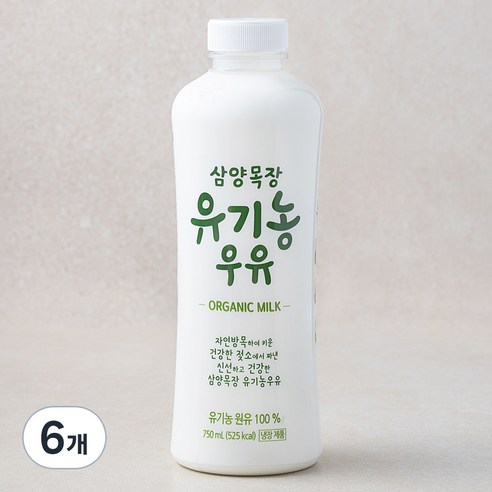 삼양 목장 유기농 우유, 750ml, 6개