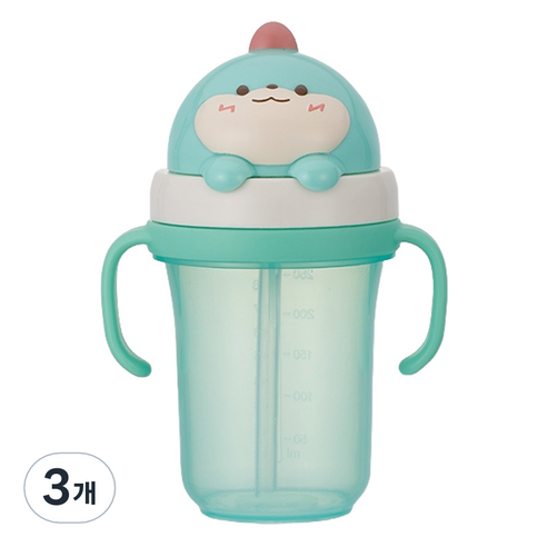 에디슨 프렌즈 흘림방지 입체 빨대컵2, 300ml, 3개, 공룡