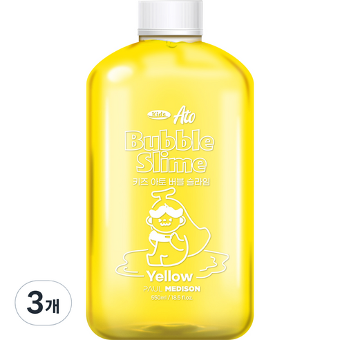 폴메디슨 대용량 키즈 아토 버블 슬라임 옐로우 옐로우, 3개, 550ml