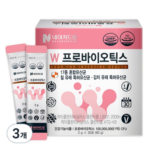 네이처드림 W프로바이오틱스 질건강 유산균 30p, 60g, 3개