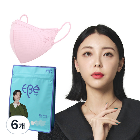 이비에 더세로 새부리형 황사보건용 마스크 중소형 KF80, 30개입, 6개, 연핑크