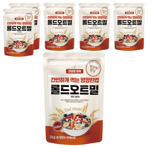 건강한밥상 간편하게 먹는 영양한컵 롤드오트밀, 2kg, 6개