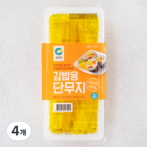 청정원 우리가족 김밥용 단무지, 400g, 4개