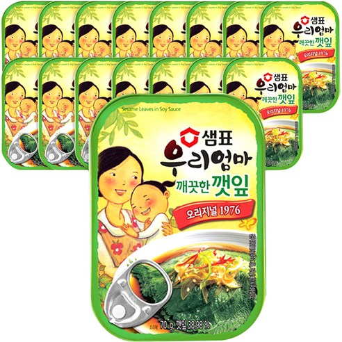 샘표 우리엄마 깻잎 깨끗한맛, 70g, 16개입