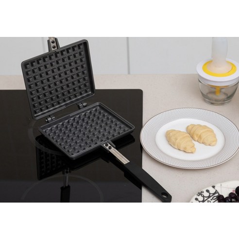 SILVERSTAR OIC 인덕션 사각 와플팬 + 가방, 1개, 17 x 14.5 cm
