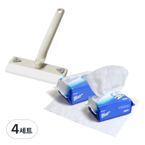모나코올리브 콕콕 핸들러 청소기 + 엠보싱 정전기 청소포 60p 세트, 4세트
