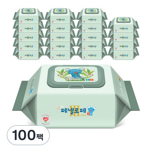 페넬로페 3세대 손과 입티슈 아기물티슈 캡형 65평량, 20개입, 100세트
