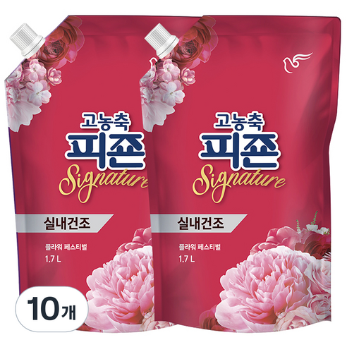 피죤 고농축 실내건조 시그니처 플라워페스티벌 섬유유연제 리필, 1.7L, 10개