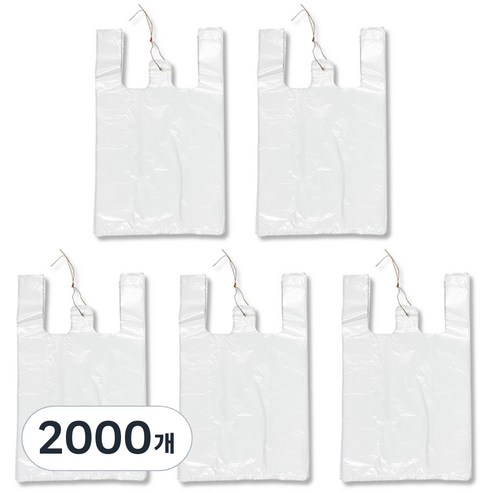 애니돌 손잡이 마트 비닐봉투 유백, 5L, 2000개