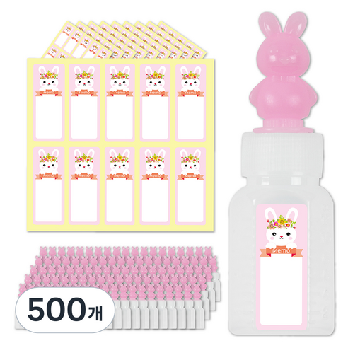 토끼 방수 스티커 + 토끼 약병 12ml 세트, 500개