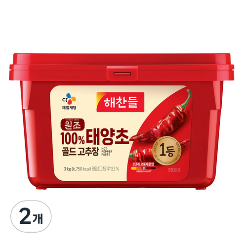 해찬들 태양초 골드 고추장, 3kg, 2개
