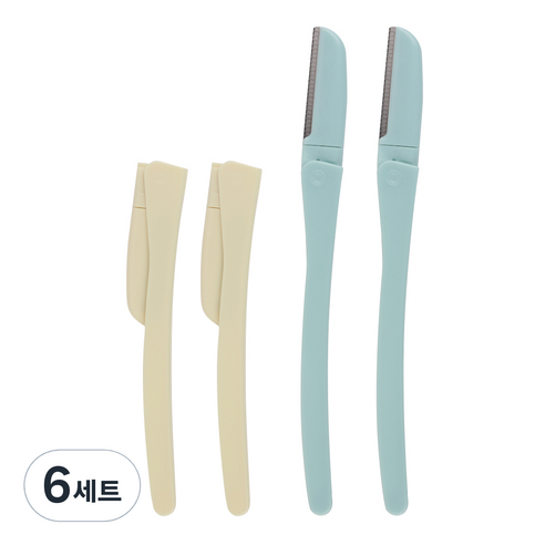 니켄 접이형눈썹칼 2p, 옐로우, 스카이블루, 6세트
