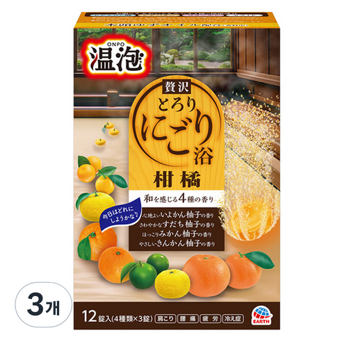 온포 탄산입욕제 시트러스유자 12p, 480g, 3개