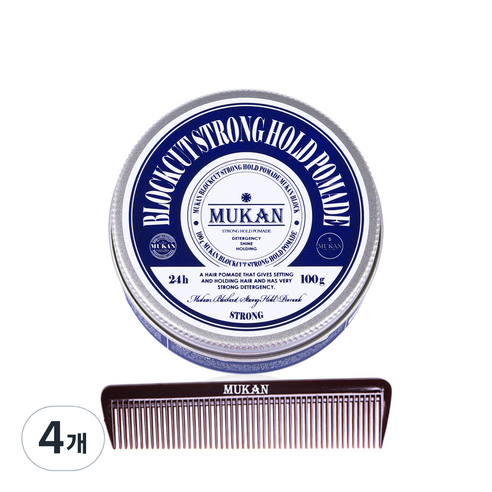 무칸 블럭컷 스트롱 홀드 포마드 빗포함, 100g, 4개