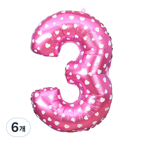 파티복닷컴 32인치 별 숫자풍선 핑크, 3, 6개