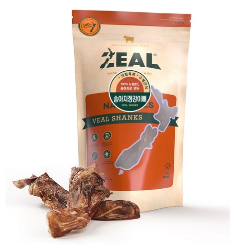 질 ZEAL 뉴질랜드산 강아지 수제간식 덴탈케어, 송아지 정강이뼈, 150g, 1개