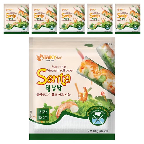 타이키 물없이 싸먹는 월남쌈 사각 16cm, 6개, 120g