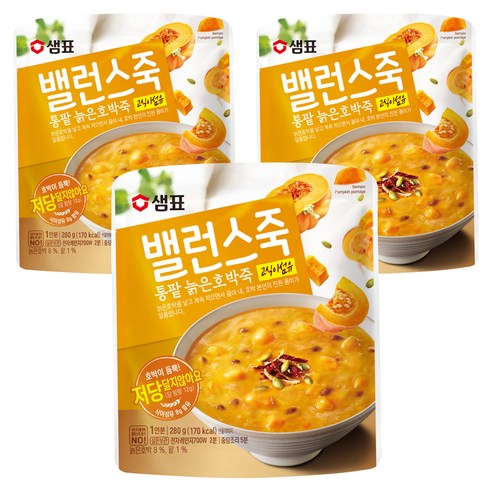밸런스죽 통팥 늙은호박죽, 280g, 3개