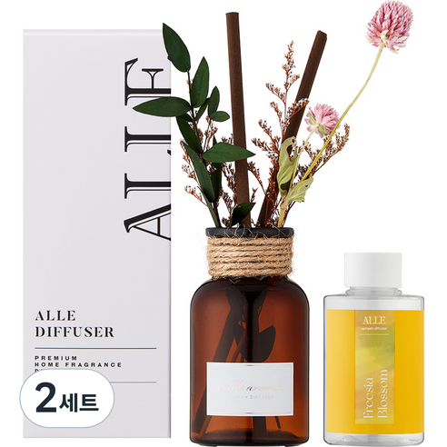 알레 시그니처 천일홍 디퓨저 130ml + 드라이플라워 랜덤발송 세트, 프리지아블라썸, 2세트