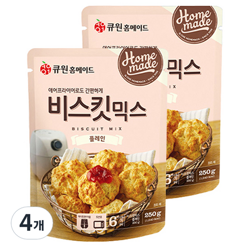 큐원 홈메이드 비스킷믹스 플레인, 4개, 250g