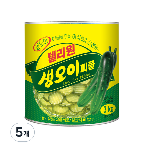 델리원 생 오이피클, 3kg, 5개