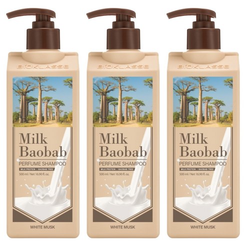 밀크바오밥 퍼퓸 샴푸 화이트머스크향, 500ml, 3개