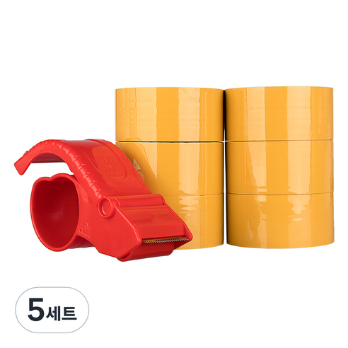 대박테이프 황색 박스테이프 50m 6p + 커터기 1p, 5세트