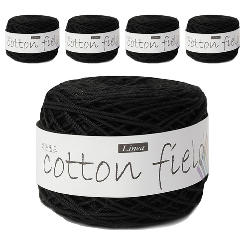 리네아 코튼 필드 뜨개실, 313 블랙, 5개