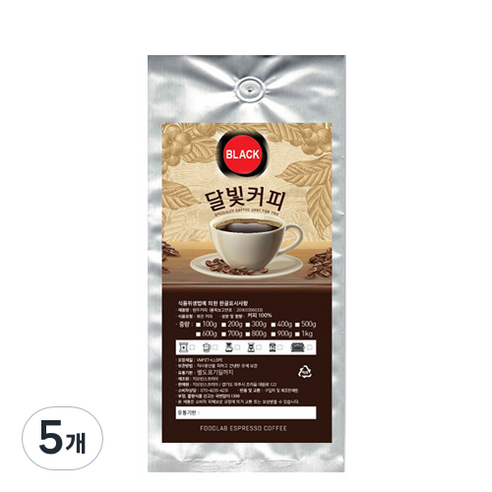달빛커피 EXPRESS BLACK 분쇄 커피, 핸드드립, 200g, 5개